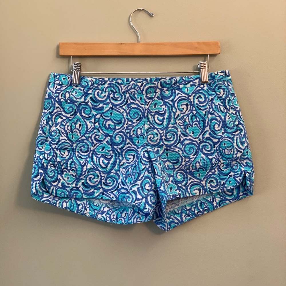 Lilly Pulitzer Swirl Fish Ocean Blues Shorts - Size 4